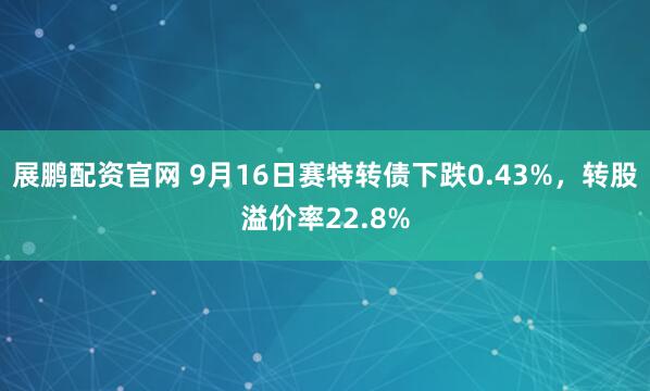 展鹏配资官网 9月16日赛特转债下跌0.43%,转股溢价率22.8%