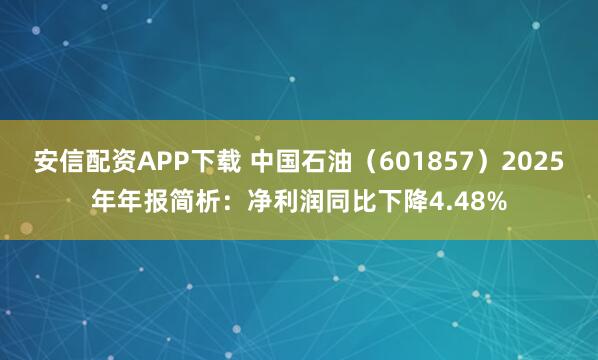安信配资APP下载 中国石油（601857）2025年年报简析：净利润同比下降4.48%